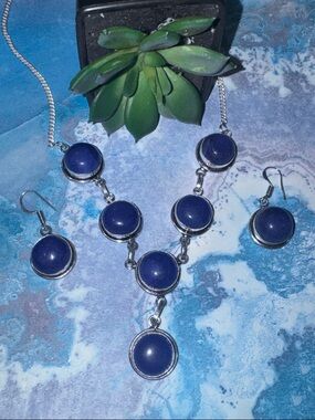 Blue Chalcedony Silver Jewelry Set